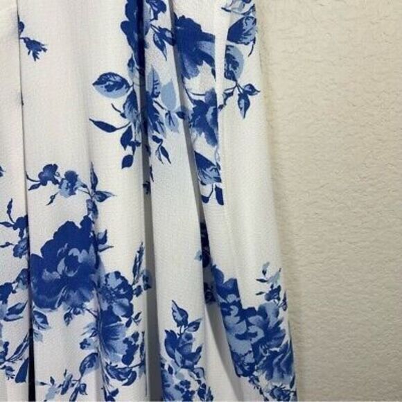 Lulu's Womens Floral Halter Neck Dress Size S White Blue Tie Back Sleeveless - Picture 2 of 7